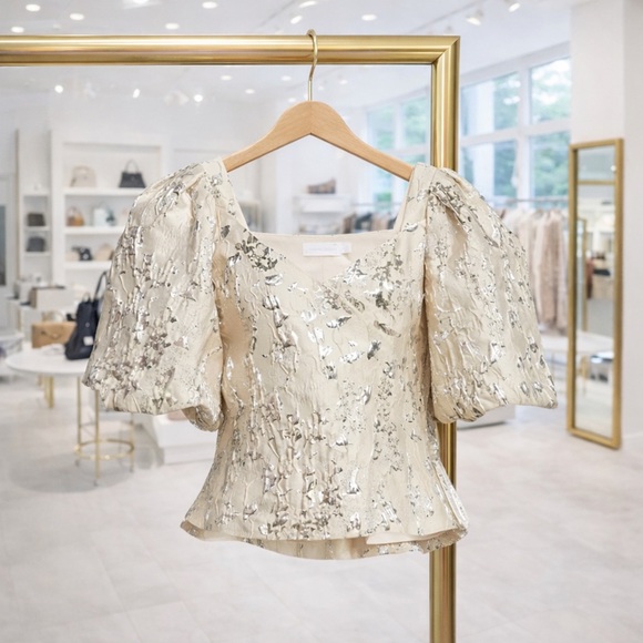 Jonathan Simkhai Tops - Jonathan Simkhai Taylor Matelassé Puff Sleeve Top 4 NWT